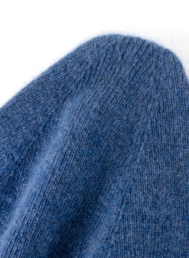 Lallier Unisex 100% Pure Cashmere Beanie, Ribbed Cuffed Hat Warm Soft with Gift Box for Women and Men (Navy Blue) - Image 3